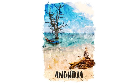 Anguilla Caribbean Watercolor Poster Illustrations for Digital Sellers