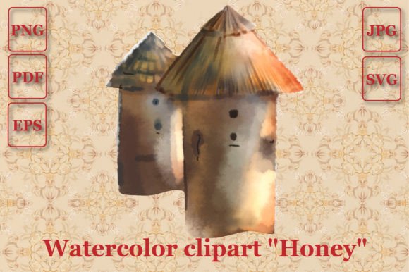 Bee Hives Watercolor Color Vector Svg Illustrations