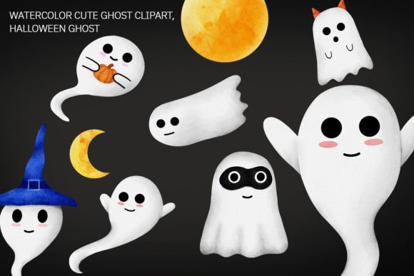 Creative Review: Watercolor Cute Ghost ClipArt, Halloween Illustrations for Branding & Marketing