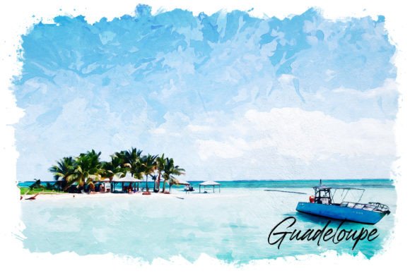 Guadeloupe Watercolor Poster Illustrations for Real Crafting Magic
