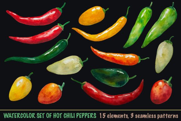 h1Watercolor Set of Hot Chili Peppers – Vibrant Illustrations for Bold Branding/h1