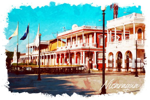 Nicaragua Watercolor Poster & Illustrations