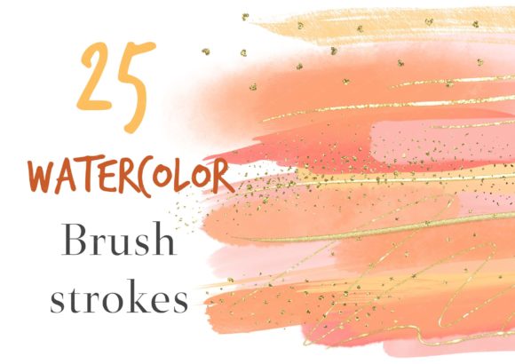 Orange Watercolor Brush Strokes Clipart for Real Crafting & Handmade Business Use