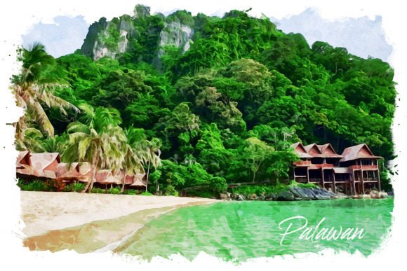 Palawan Watercolor Poster & Illustrations