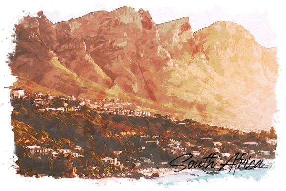 South Africa Watercolor Poster & Illustrations