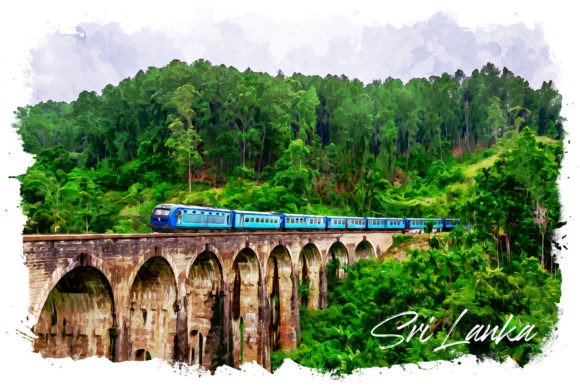 Sri Lanka Watercolor Poster & Illustrations