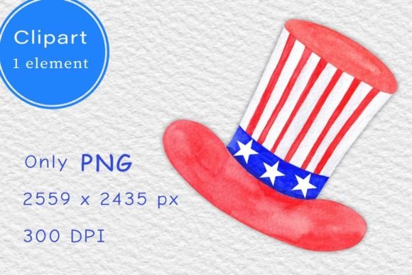 Watercolor American Hat Clipart PNG Review