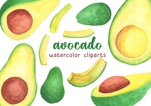 Watercolor Avocado Clipart – A Versatile Illustration for Organic Branding