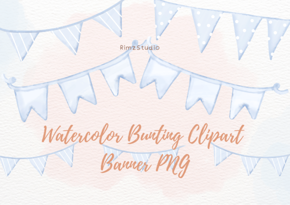 Watercolor Bunting Clipart Banner PNG: A Fresh Illustration for Modern Branding