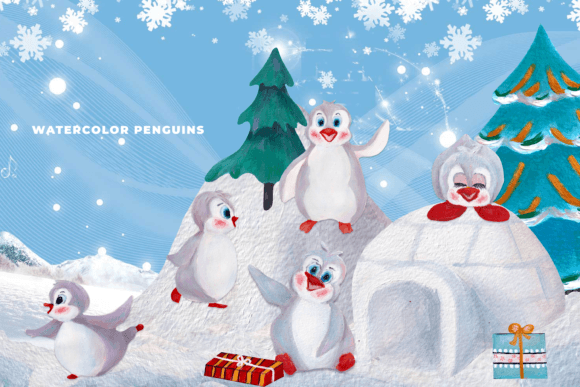 Watercolor Grey Penguins Clipart: Illustrations That Bring Editorial Charm to Content Publishing