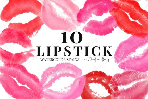 Watercolor Kiss Lips Clipart & Illustrations