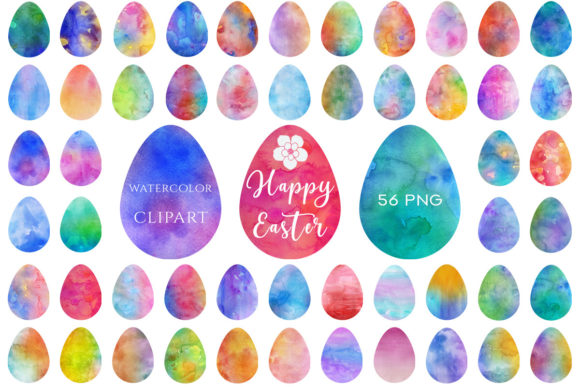 Watercolor Set of Easter Eggs Illustrations for Handmade Crafters