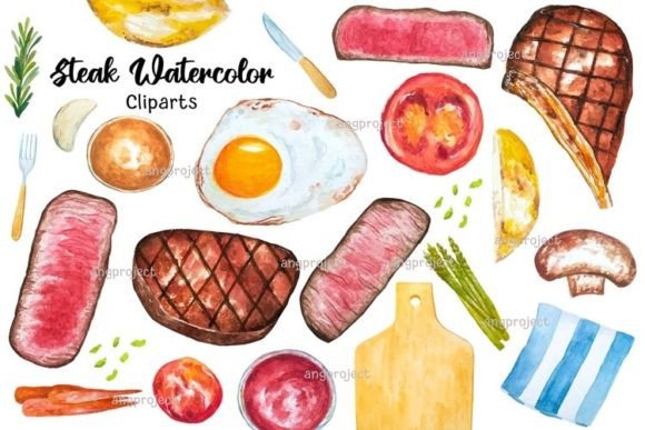 Watercolor Steak Beef Clipart PNG