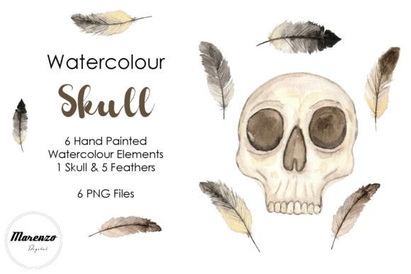 Watercolour Skull: Halloween Clipart for Real Embroidery Projects