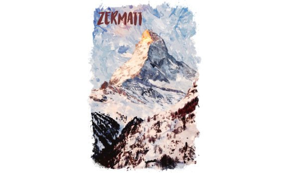 Zermatt Europe Watercolor Poster Illustrations for Real Design Projects